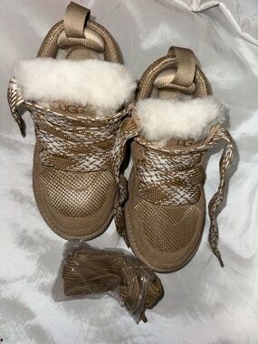 UGG Chestnut Brown Shearling-Trim Sneakers boots